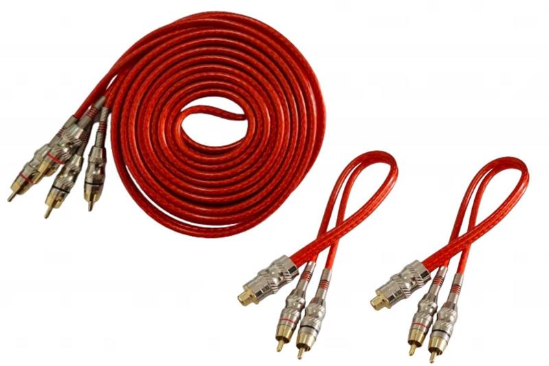 Imagem de Kit 1 Cabo Rca 5m + 2 Cabos Y 2 Macho 1 Fem TRIPLA BLINDAGEM