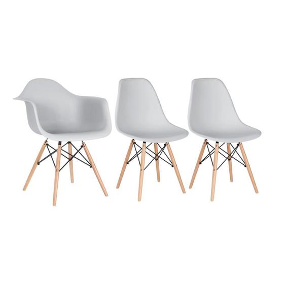 Imagem de Kit 1 cadeiras Eames DAW com braços + 2 cadeiras Eiffel DSW