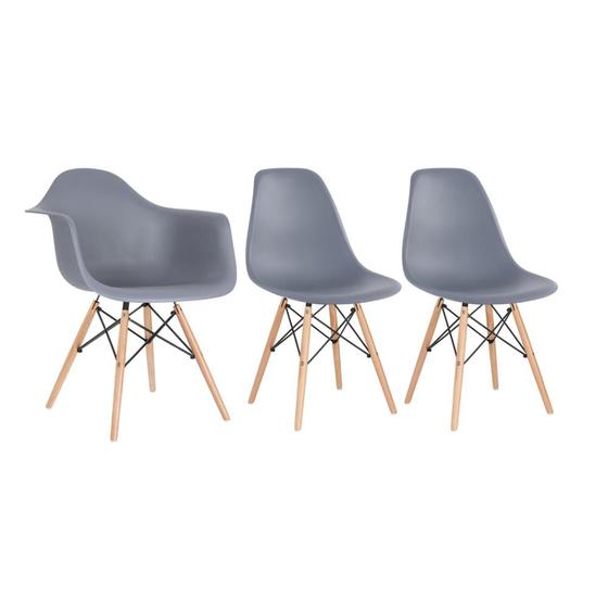 Imagem de Kit 1 cadeiras Eames DAW com braços + 2 cadeiras Eiffel DSW