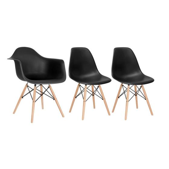 Imagem de Kit 1 cadeiras Eames DAW com braços + 2 cadeiras Eiffel DSW