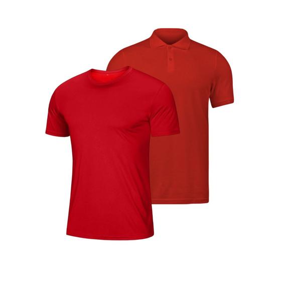 Imagem de Kit 1 Camisa Polo E 1 Camiseta Gola Redonda Masculino