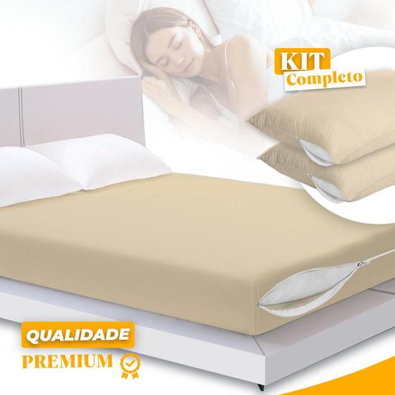KIT 1 Capa Colchão Casal Com Ziper + 2 Capas Travesseiros Menor preço em KIT 1 Capa Colchão Casal Com Ziper + 2 Capas Travesseiros