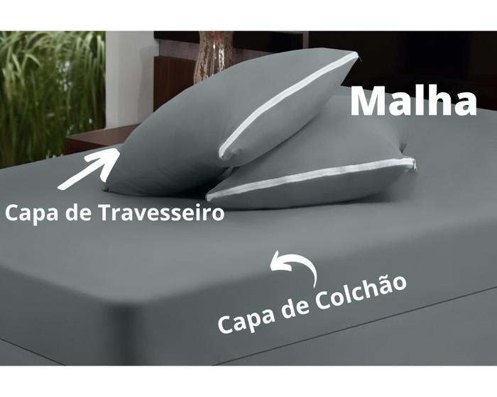 Imagem de Kit 1 Capa Colchão Casal Padrão 20 cm Altura Com 2 Capas De Travesseiros - Malha 100% Algodão