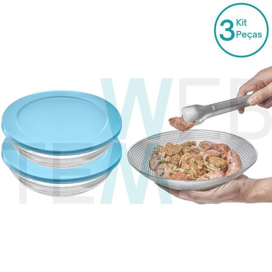 Imagem de Kit 1 Centro de Mesa Fruteira de Vidro Espiral e 2 Potes Tigela de Vidro Espiral 3L Vitazza: Para Servir, Armazenar Alimentos, Mesa Posta