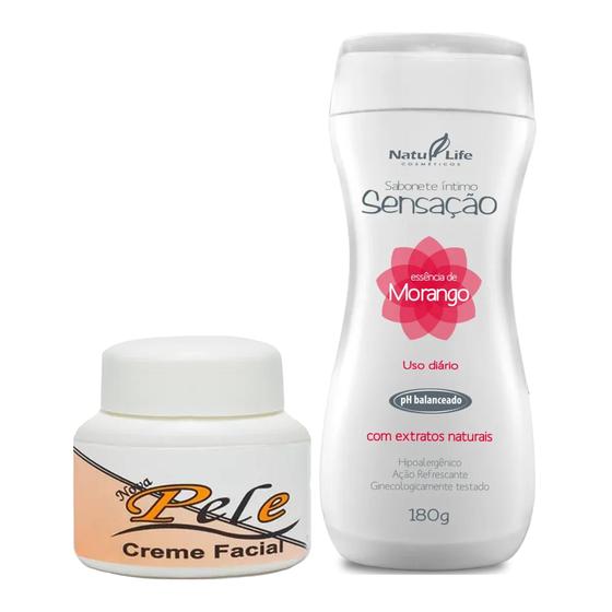 Imagem de Kit 1 Creme Facial Nova Pele + 1 Sabonete Íntimo Sensação Morango