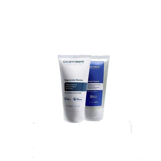 Imagem de Kit 1 Creme Hidratante Anti Estrias + 1 Esfoliante Corporal 150g - Cicatribem - Tratamento para Estrias