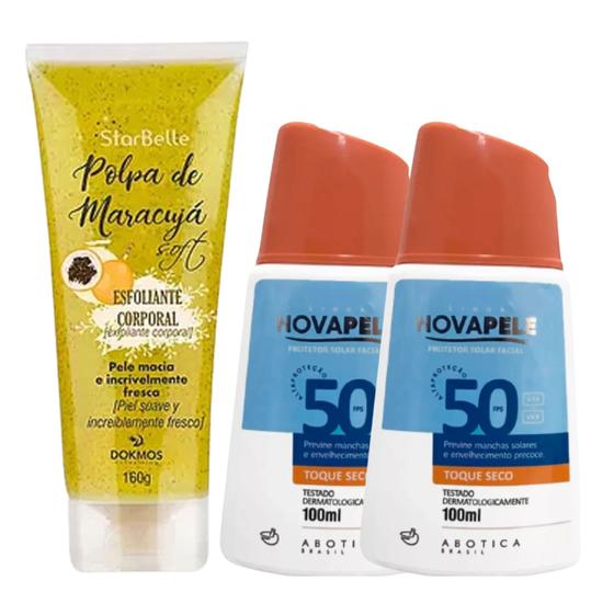 Imagem de Kit 1 Esfoliante Corporal Soft Star Belle + 2 Protetor Solar Nova Pele 50 FPS