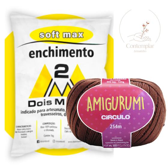 Imagem de Kit 1 Fio Amigurumi - Circulo + 100 g Enchimento fibra siliconada SOFT MAX - Dois M Têxtil