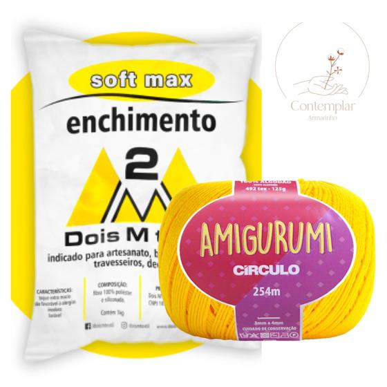 Imagem de Kit 1 Fio Amigurumi - Circulo + 500 g Enchimento fibra siliconada SOFT MAX - Dois M Têxtil