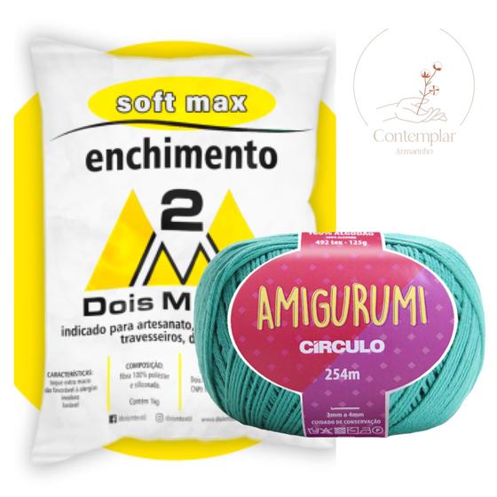 Imagem de Kit 1 Fio Amigurumi - Circulo + 500 g Enchimento fibra siliconada SOFT MAX - Dois M Têxtil