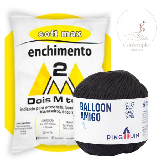 Imagem de Kit 1 Fio Balloon Amigo - Pingouin + 500 g Enchimento fibra siliconada SOFT MAX - Dois M Têxtil