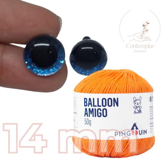 Imagem de Kit 1 Fio Balloon Amigo - Pingouin + Olhos com glitter azul 14 mm