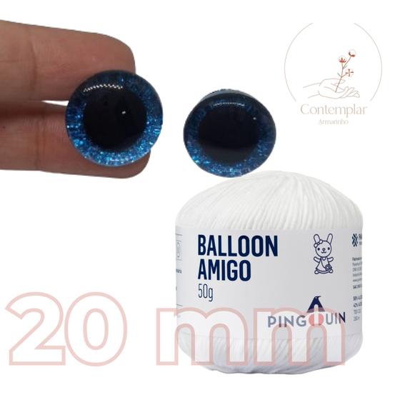 Imagem de Kit 1 Fio Balloon Amigo - Pingouin + Olhos com glitter azul 20 mm