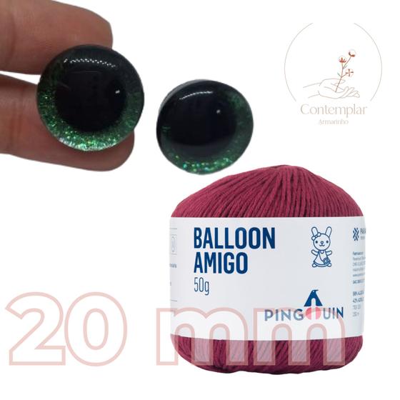 Imagem de Kit 1 Fio Balloon Amigo - Pingouin + Olhos com glitter verde 20 mm