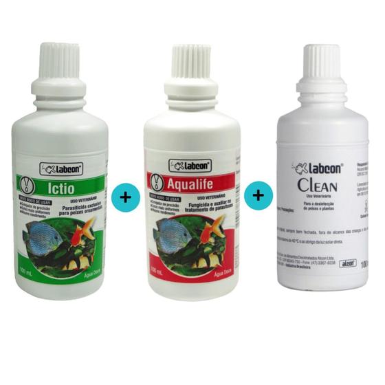 Imagem de Kit 1 Labcon Ictio 100ml + 1 Labcon Aqualife100ml + 1 Labcon Clean 100ml- Alcon