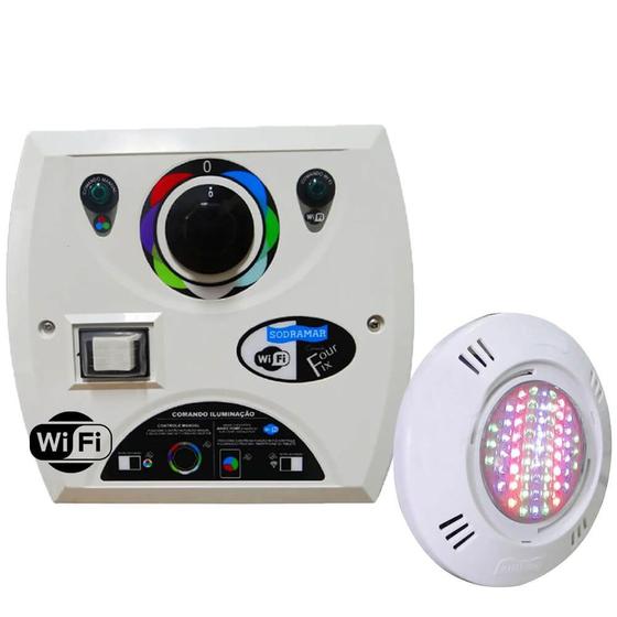 Imagem de Kit 1 LED Piscina RGB Colorido SMD 9W + Central Wifi Sodramar
