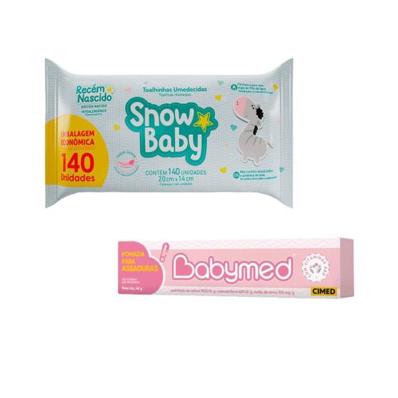 Imagem de Kit 1 Lenço Umedecido Snow Baby + 1 Pomada BabyMed Menina 45g