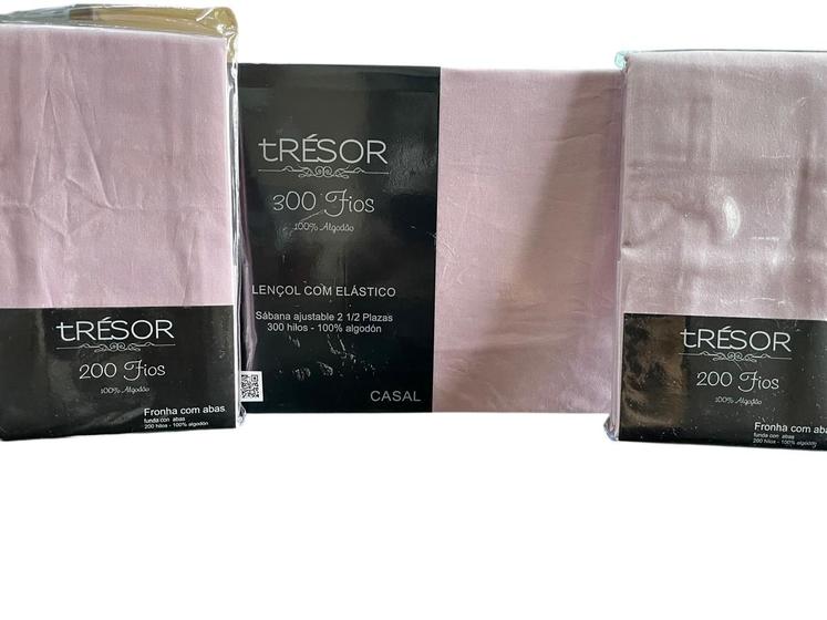Imagem de Kit 1 lençol c/elastico casal 300f Rosa e 2 fronhas 200f rosa Estamparia