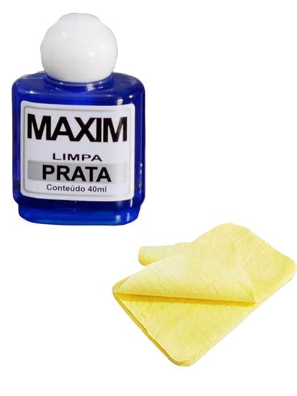 Imagem de Kit 1 Limpa Pratas 925 Maxim 40ml + 1 Flanela Mágica Polimento