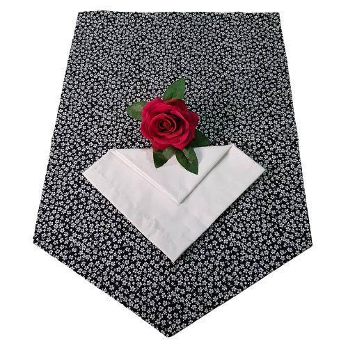 Imagem de Kit 1 lugar - Caimento em v preto com flores brancas e rosa vermelha