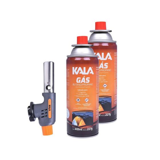 Imagem de Kit 1 Maçarico Portatil + 2 Cartucho Gas - Kala