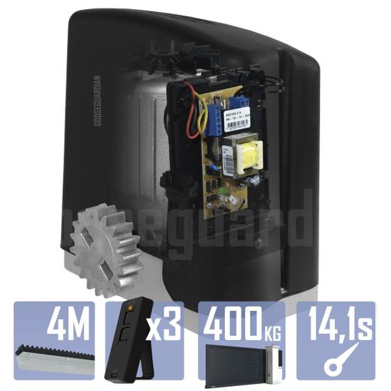 Imagem de Kit 1 Motor PPA 1/4CV Dz Rio 4m Crem 3 Control Portão 400Kg