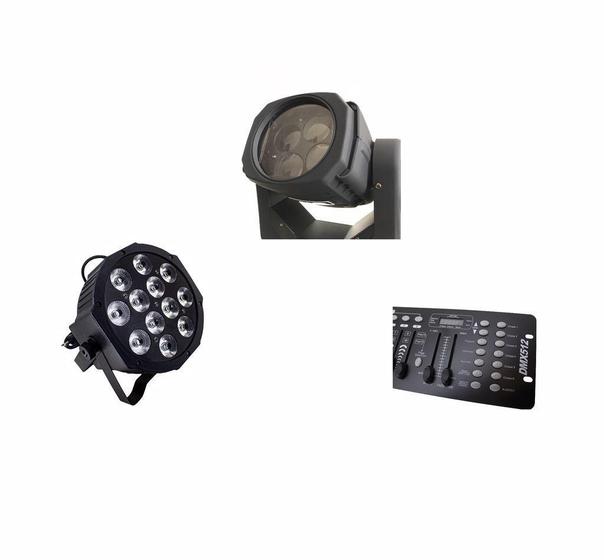 Imagem de Kit 1 Par Led Slim Rgbw 12X12W+ 1 Moving Led 4X25+ Dmx 512