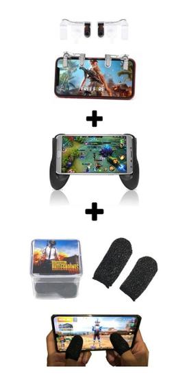 Imagem de Kit 1 Par Luva Dedo C/case + 1 Gamepad + 1 Par Gatilho R1 L1