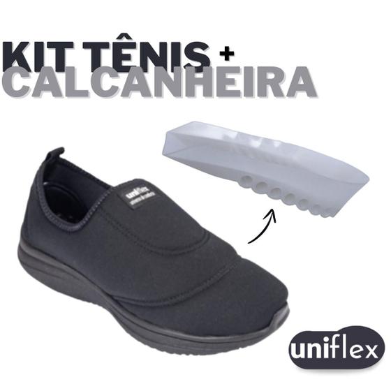 Imagem de Kit 1 Par Tenis Feminino Calce Fácil Ortopédico Casual + Calcanheira e Silicone Anti Impacto Para Esporão