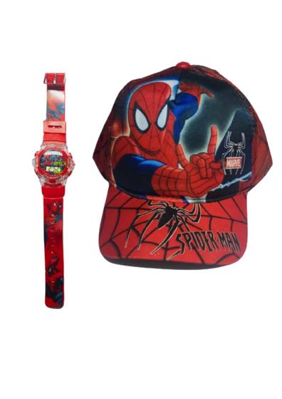 Imagem de Kit 1 Relógio Infantil Digital com luz Boné Homem Aranha