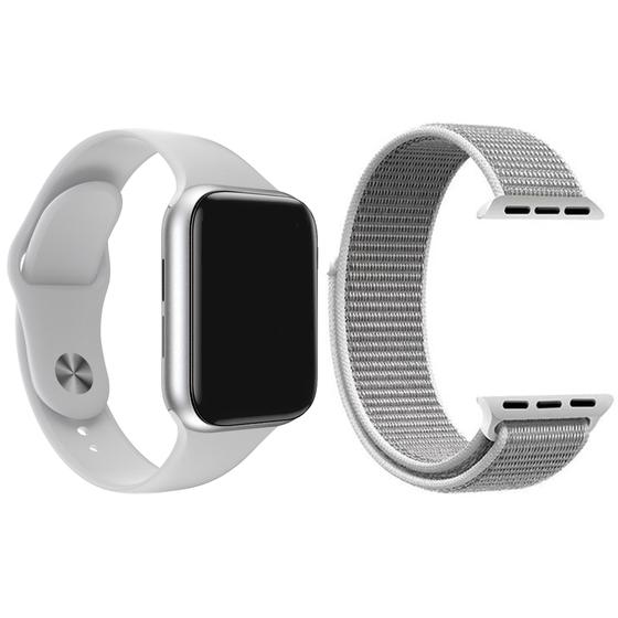 Imagem de Kit 1 Relógio Inteligente SmartWatch W8 Lite Plus Branco + 1 Pulseira Extra Nylon Branco