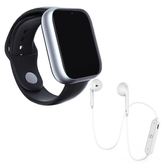 Imagem de Kit 1 Relógio SmartWatch A1 Pro Plus Prata + 1 Fone Bluetooh Original Branco - 42mm Smart Bracelet