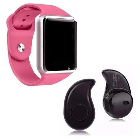 Imagem de Kit 1 Relógio SmartWatch A1 Pro Plus Rosa + 1 Mini Fone Bluetooth Preto - Kit A1 rosa