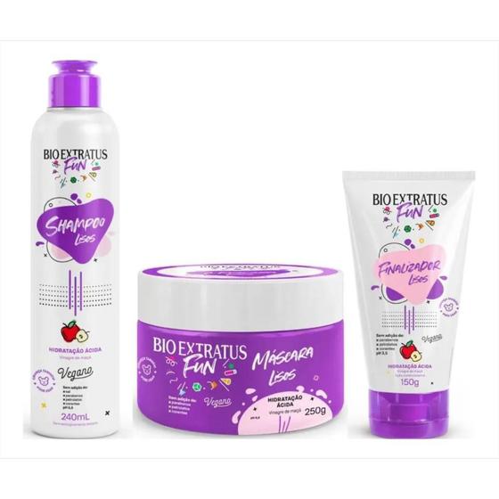 KIT 1 SHAMPOO 1 MASCARA 1 FINALIZADOR FUN LISO Bio Extratus Menor preço em KIT 1 SHAMPOO 1 MASCARA 1 FINALIZADOR FUN LISO Bio Extratus