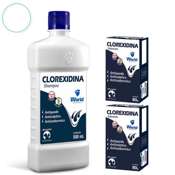 Imagem de Kit 1 Shampoo + 2 Sabonete Clorexidina World
