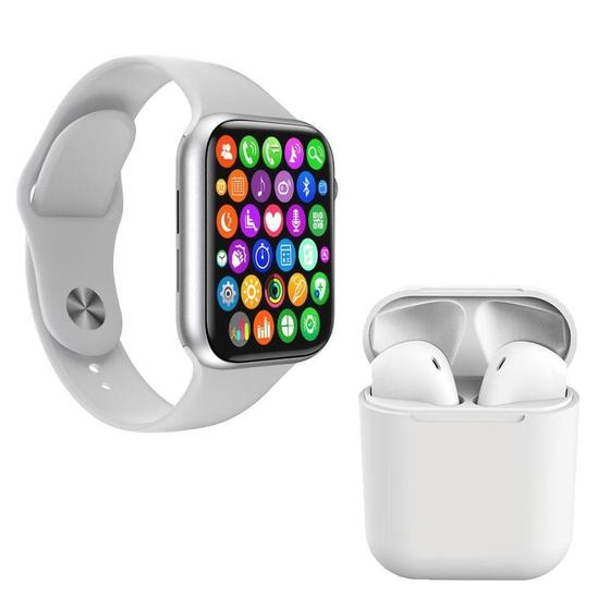 Imagem de Kit 1 Smartwatch W34 S Branco + 1 Fone Bt Inpods I12 Branco