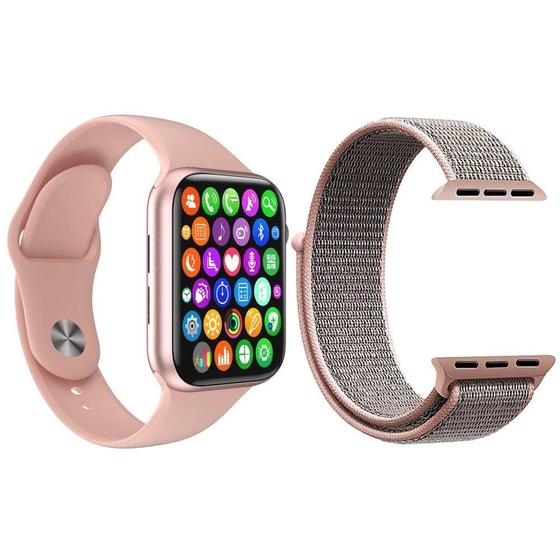 Imagem de Kit 1 Smartwatch W34 S Rosa + 1 Pulseira Extra Rosa