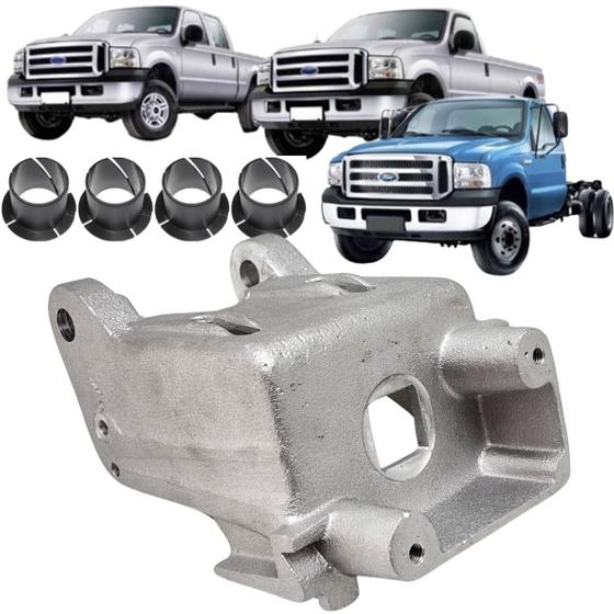 Imagem de Kit 1 suporte + 4 buchas do pedal embreagem ford f250 f350 f4000 g3 1999 a 2019 (antimônio)
