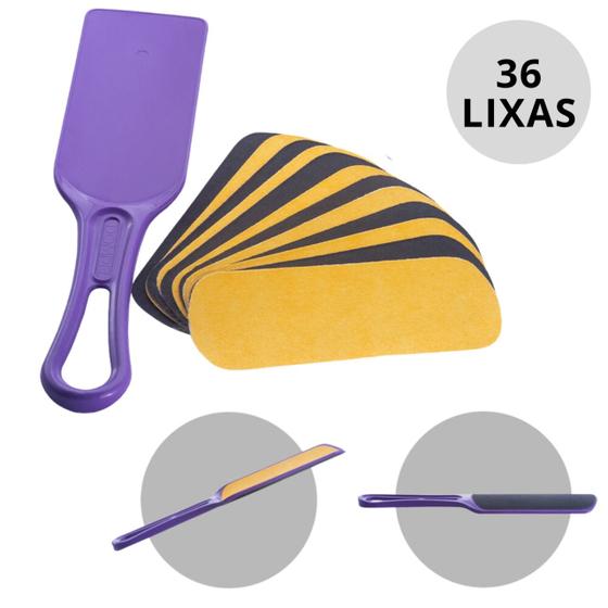 Imagem de Kit 1 Suporte Lixa Pedicure Pés Anatômica + 36 un Lixa Profissional Dompel