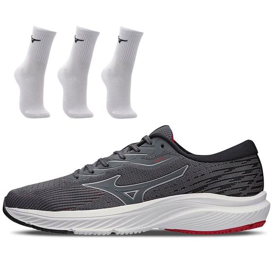 Imagem de Kit 1 Tênis de Corrida Masculino Mizuno Goya e 3 pares de Meia Cano Médio