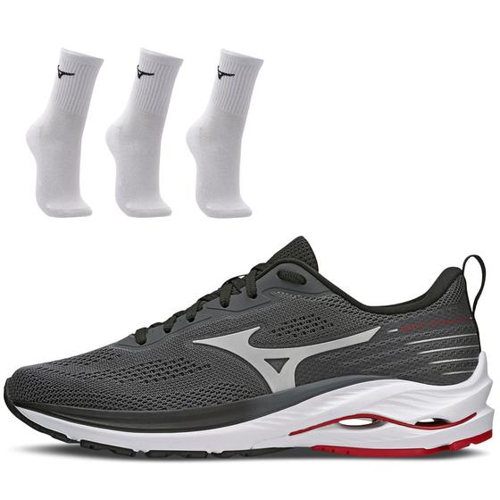 Imagem de Kit 1 Tênis de Corrida Masculino Mizuno Wave Vitality 4 e 3 Pares de Meia Cano Médio