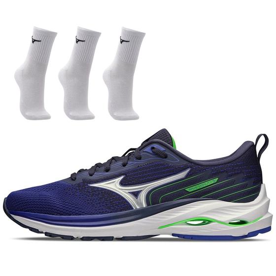 Imagem de Kit 1 Tênis de Corrida Masculino Mizuno Wave Vitality 5 e 3 pares de Meia Cano Médio