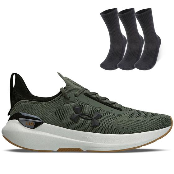 Imagem de Kit 1 Tênis de Corrida Masculino Under Armour Charged Hit e 1 Pct com 3 pares de Meia cano alto