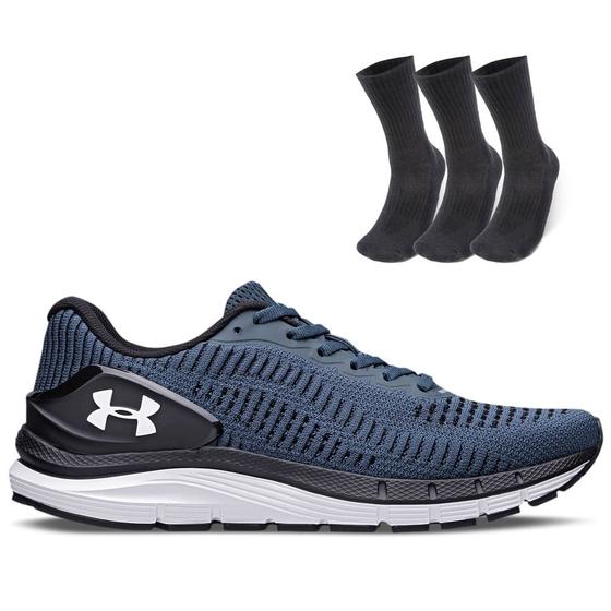 Imagem de Kit 1 Tênis de Corrida Masculino Under Armour Charged Skyline 3 SE e 3 pares de Meia cano alto