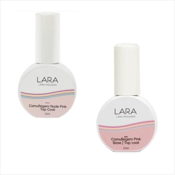 Kit 1 Top Coat Pink + 1 Top Coat Nude Pink 12ml Lara Machado