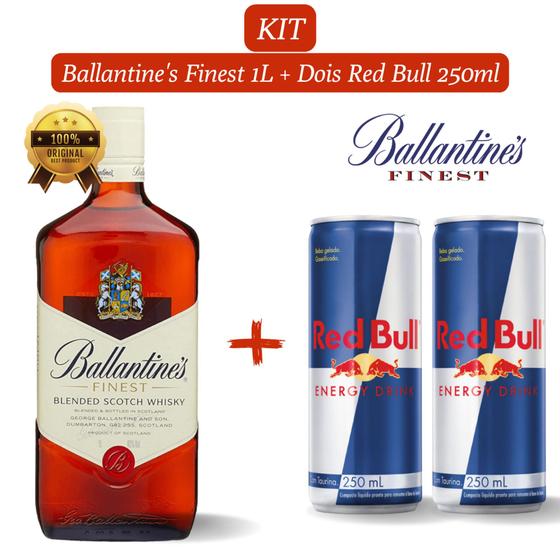 Imagem de Kit 1 Whisky Balantine's Finest 1.000ml com 2 unidades de Energético RedBull de 250ml