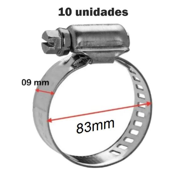 Imagem de Kit 10 Abraçadeira Zincada Fita 9mm - 2.1/2x3.1/4 (64x83mm)