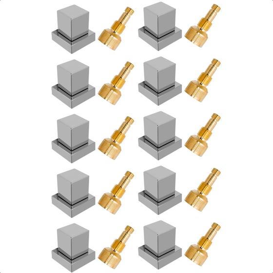 Imagem de Kit 10 Acabamento de Registro 1/2" 3/4" e 1" Pressão Gaveta Cromado Abs Quadrado Padrão Fabrimar