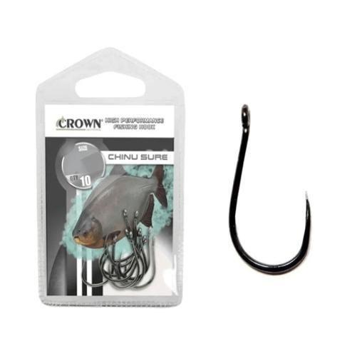 Imagem de Kit 10 Anzol Pesca Sem Farpa Fisga Chinu Sure Black N5 Crown