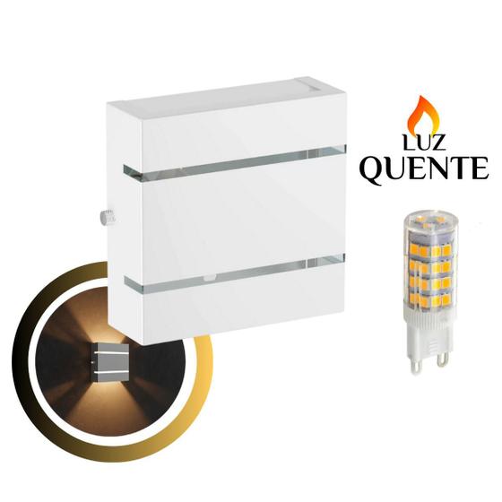 Imagem de Kit 10 Arandela Slim 2 Frisos 12X12X4cm Bivolt Com Lâmpada G9 Interna Externa Muro Parede - 103